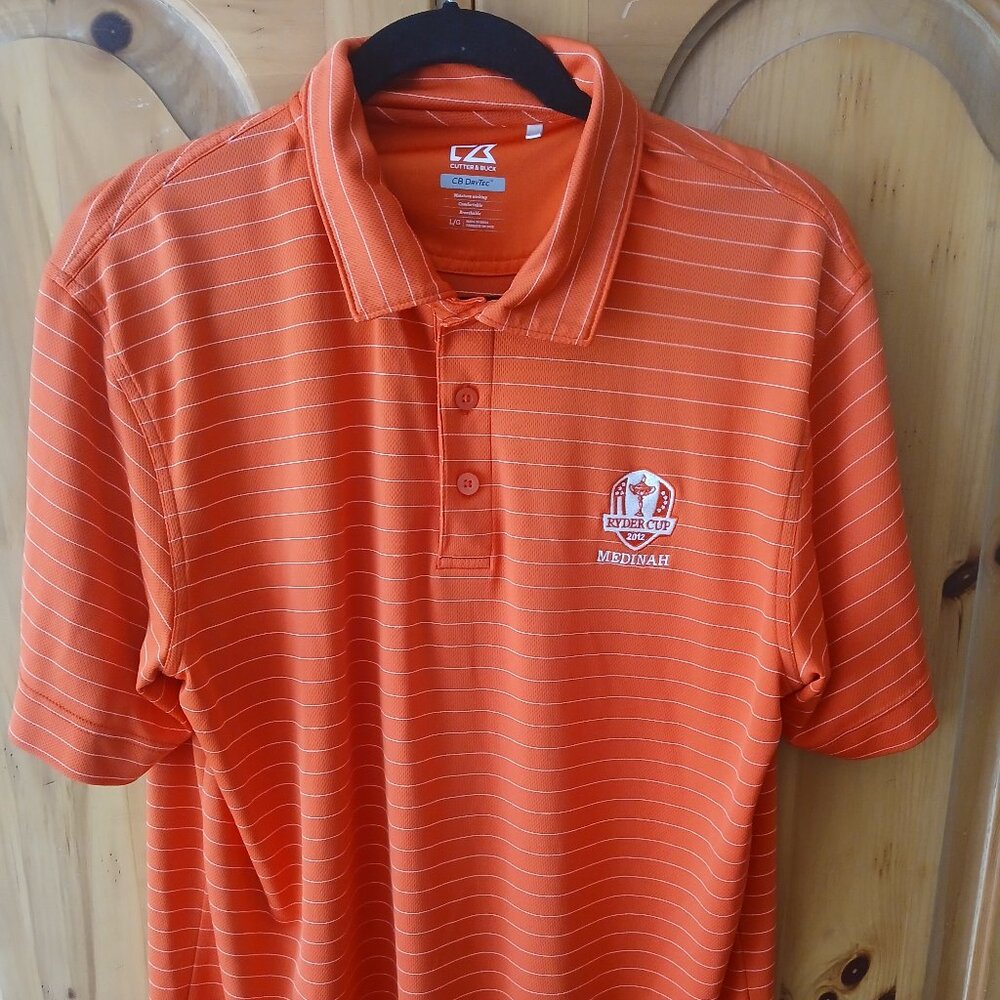 Cutter & Buck Ryder Cup 2012 Medinah Polo Shirt Mens Size Large Orange